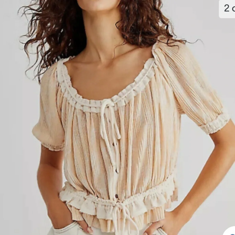 FREE PEOPLE PERFECT DAY NEUTRAL COMBO BOHO TOP